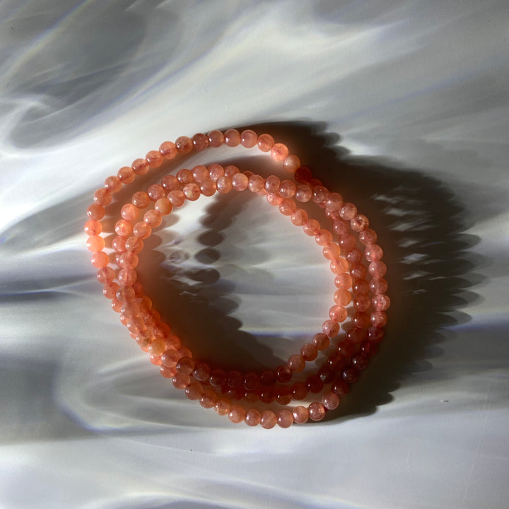 Rhodochrosite Three Circles Bracelet